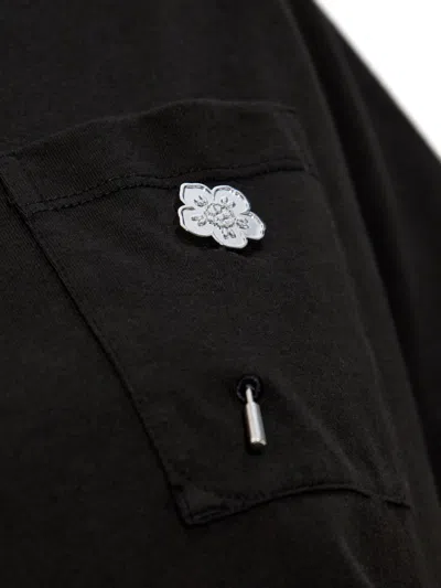 Kenzo 'boke Flower 2,0' Black Crewneck T-shirt With Logo Patch On The Front And Logo Lettering On The Rear In Black