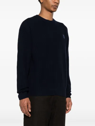 Maison Kitsuné Bold Fox Head Patch Regular Jumper In Lambswool In Black