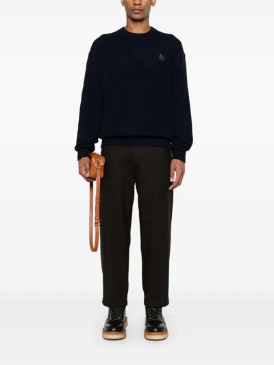 Maison Kitsuné Bold Fox Head Patch Regular Jumper In Lambswool In Black