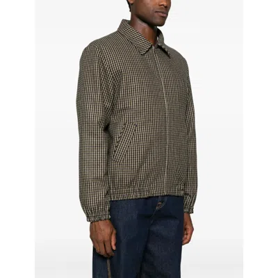 Apc Gilbert Checked Brushed Wool-blend Blouson Jacket In Brown
