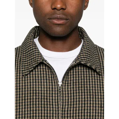 Apc Gilbert Checked Brushed Wool-blend Blouson Jacket In Brown