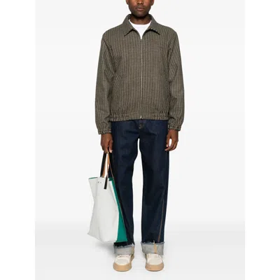 Apc Gilbert Checked Brushed Wool-blend Blouson Jacket In Brown