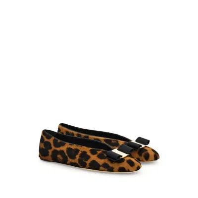 Ferragamo Horsehair Printed Vanna Ballet Flats In Animal Print