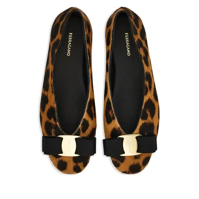 Ferragamo Horsehair Printed Vanna Ballet Flats In Animal Print