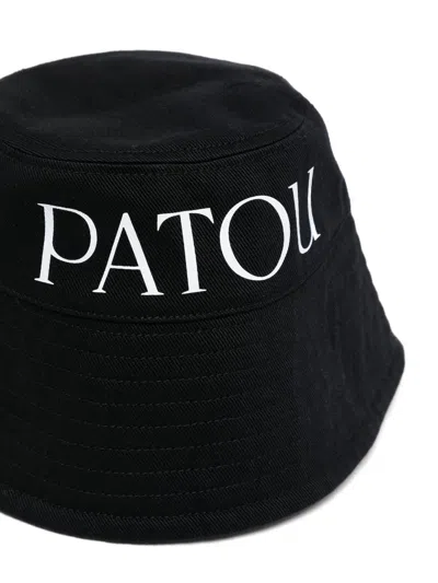 Patou Bucket Hat With Stitched Brim And Textured Fabric In Black