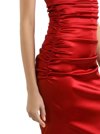 Dolce & Gabbana Red Dress With Bustier Design And Ruffled Details In Fabric Woman