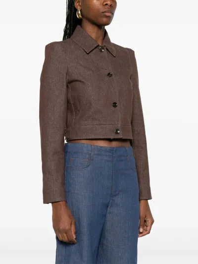 Max Mara Belted Jacket With Buttoned Cuffs And Epaulettes In Brown