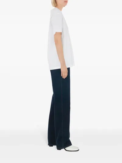 Burberry Women White Jersey Checked Twill-trimmed Cotton-jersey T-shirt Tee Shirt