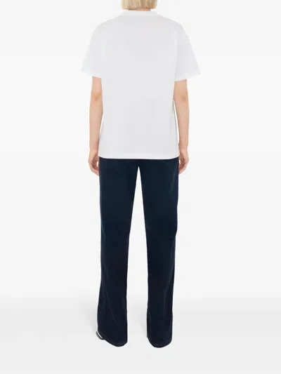Burberry Women White Jersey Checked Twill-trimmed Cotton-jersey T-shirt Tee Shirt