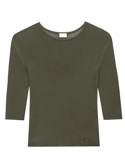 Saint Laurent Semi-sheer Certified Viscose Knitted Top