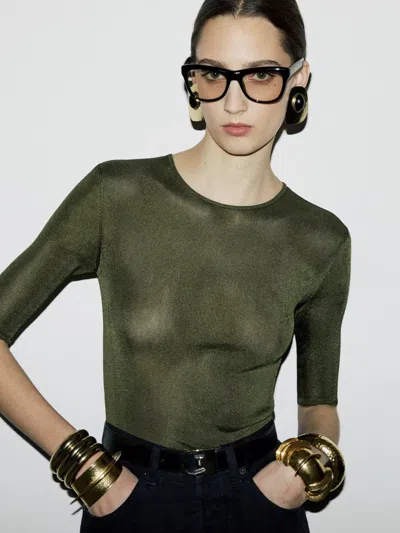 Saint Laurent Semi-sheer Certified Viscose Knitted Top