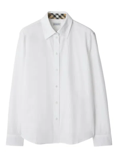 Burberry Cotton Poplin Shirt With Check Pattern Detail