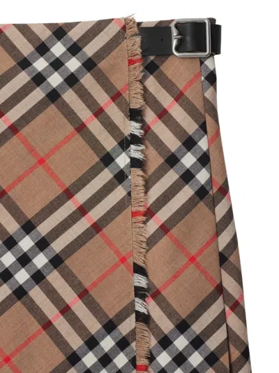 Burberry Check Wool Blend Mini Skirt Clothing