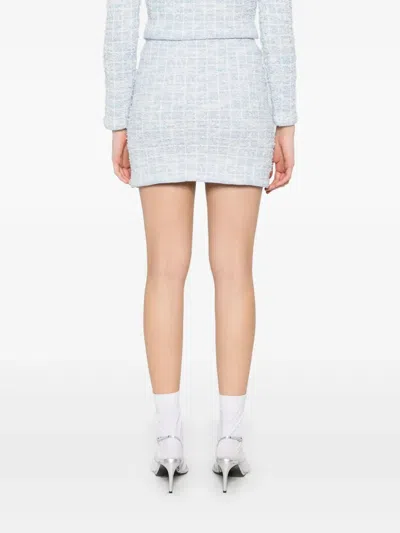 Self-portrait Self Portrait Women Light Blue Sequin Check Tweed Mini Skirt In Blue