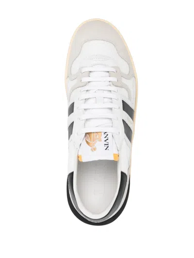 Lanvin Black And White Leather Clay Low Mesh Sneakers