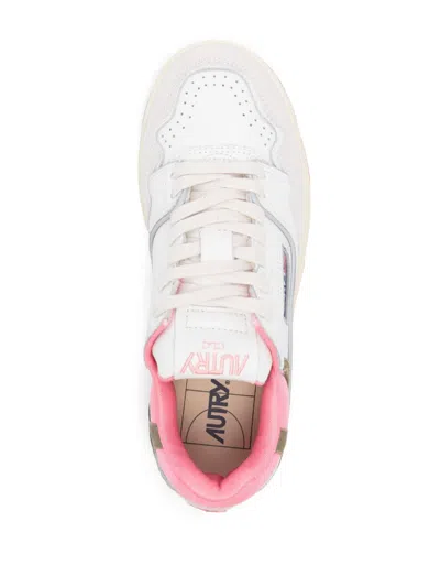 Autry Leather Sneakers With Contrast Panel And Perforated Detailing In White