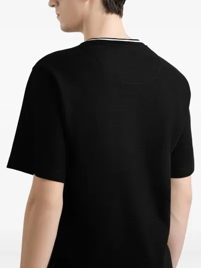 Dolce & Gabbana Black Crewneck T-shirt With Logo Embroidery On The Front