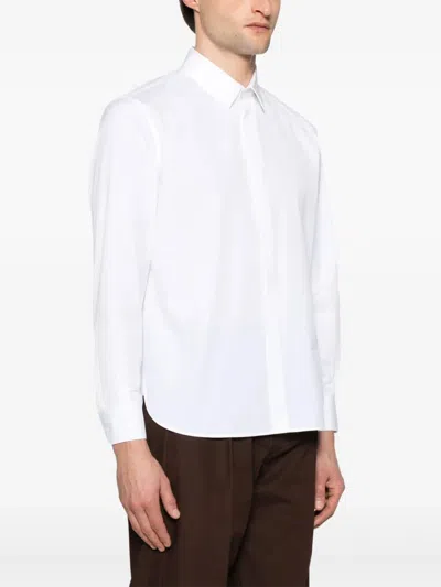 Saint Laurent Cotton Poplin Slim Fit Shirt In White