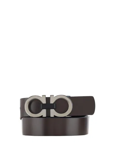 Ferragamo Men Reversible Belt In Black