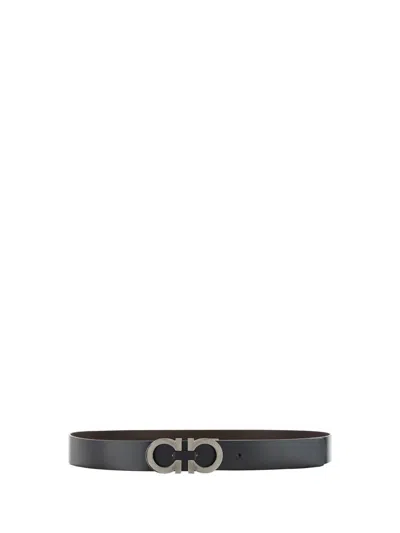 Ferragamo Men Reversible Belt In Black