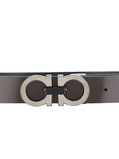 Ferragamo Men Reversible Belt In Black