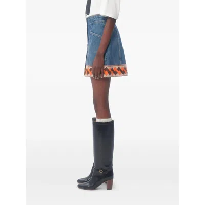 Valentino Garavani Denim Mini Skirt With Jacquard Trim