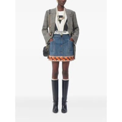 Valentino Garavani Denim Mini Skirt With Jacquard Trim