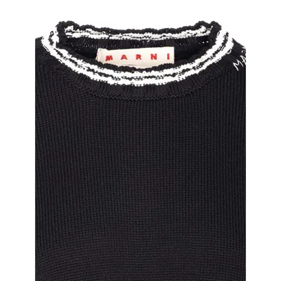 Marni Roundneck Crewneck Crop Distressed Ribbed Contrast