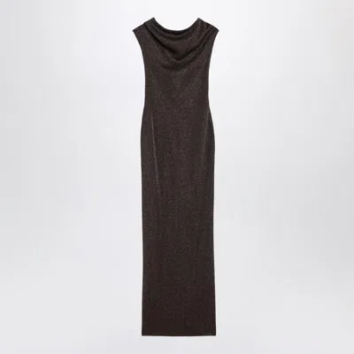 Max Mara Pianoforte Brown Dress In Viscose And Lurex Yarn Women In Brown