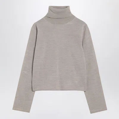 Mm6 Maison Margiela Beige Wool Blend Turtleneck Sweater In Gray