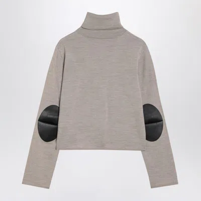 Mm6 Maison Margiela Beige Wool Blend Turtleneck Sweater In Gray