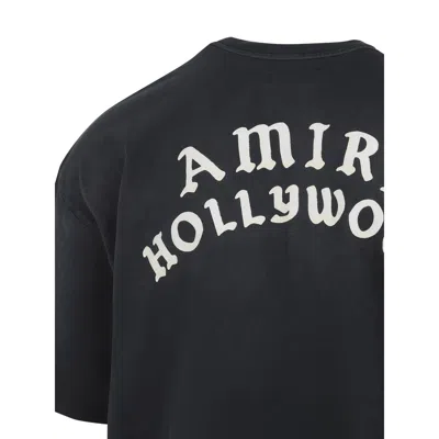 Amiri Black Crewneck T-shirt With Logo Lettering On Front And Rear