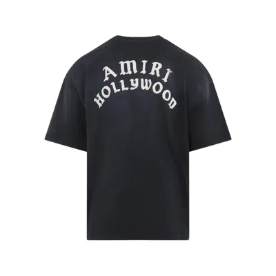 Amiri Black Crewneck T-shirt With Logo Lettering On Front And Rear