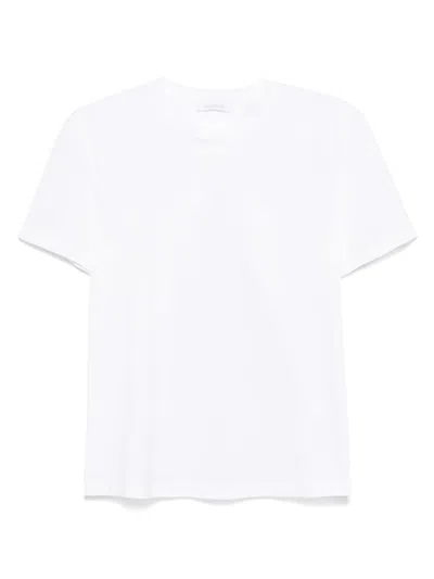 Rabanne White Cotton T-shirt With Silver Logo Plaque In White