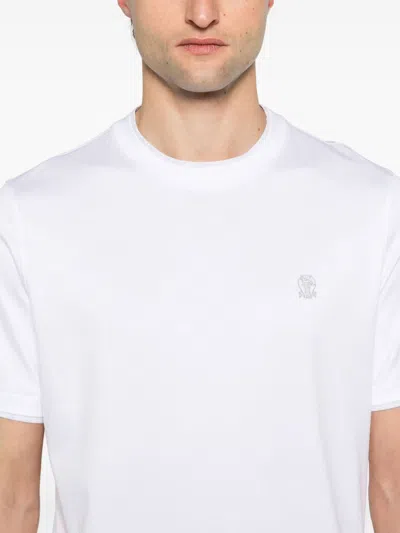 Brunello Cucinelli Men Cotton Jersey Crew-neck T-shirt With Logo And Faux-layering