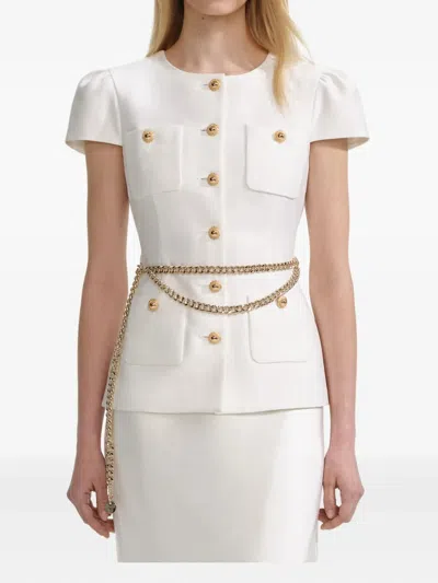 Self-portrait Cream Taffeta Chain Belt Maxi Dress