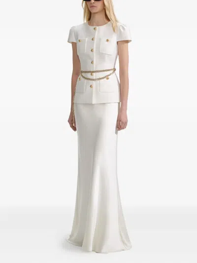 Self-portrait Cream Taffeta Chain Belt Maxi Dress