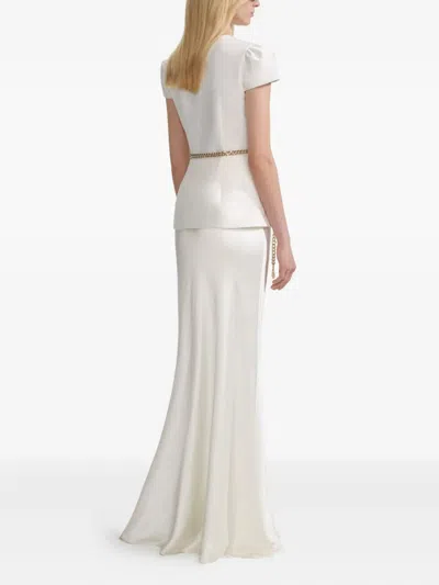 Self-portrait Cream Taffeta Chain Belt Maxi Dress