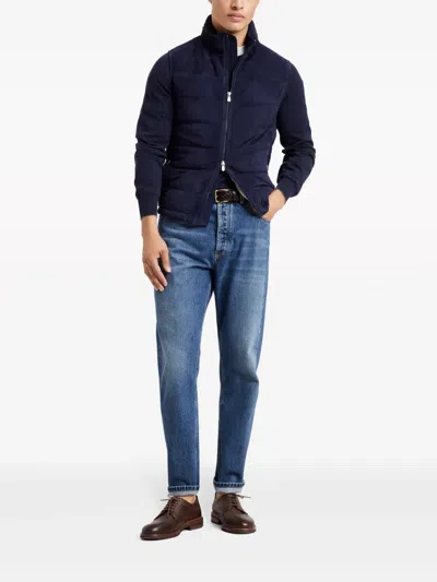 Brunello Cucinelli Crew Neck Jumper In Blue