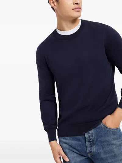 Brunello Cucinelli Crew Neck Jumper In Blue