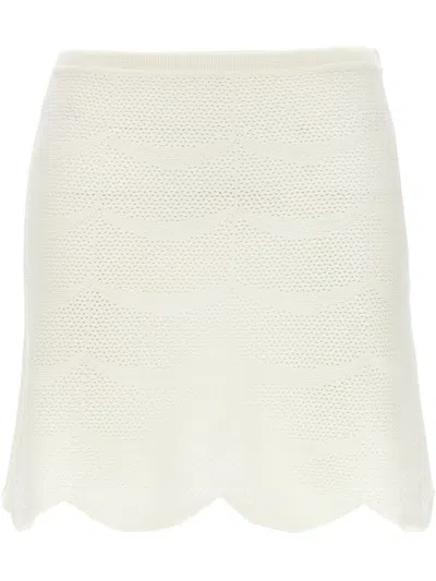 Tom Ford Crochet Mini Skirt With Elastic Waistband In White