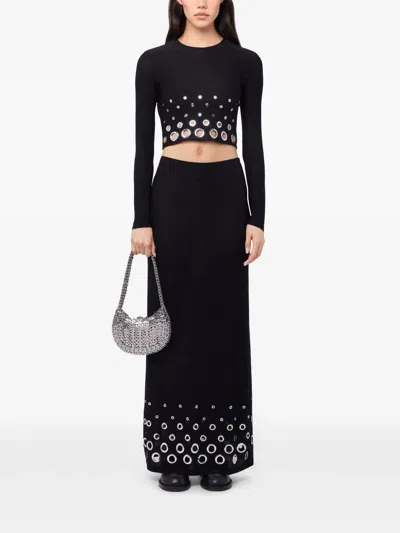 Rabanne Crop Top With Eyelets In Black