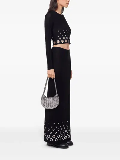 Rabanne Crop Top With Eyelets In Black