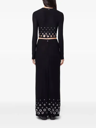 Rabanne Crop Top With Eyelets In Black