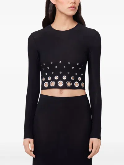 Rabanne Crop Top With Eyelets In Black