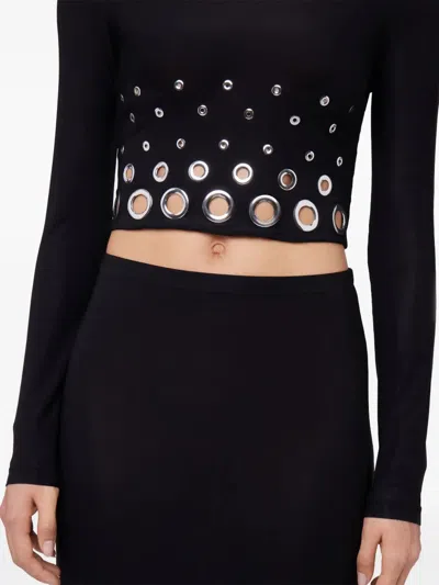 Rabanne Crop Top With Eyelets In Black