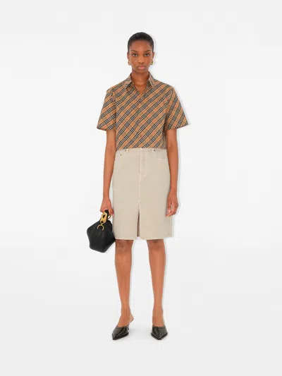 Burberry Women's Cropped Check Cotton Shirt In Neutral