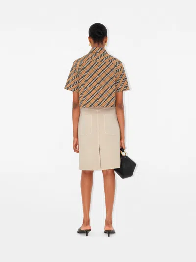 Burberry Women's Cropped Check Cotton Shirt In Neutral