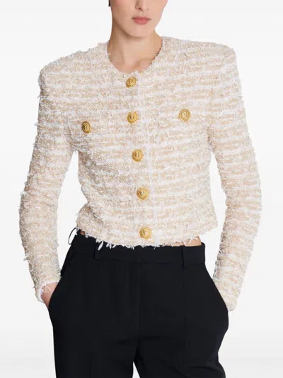 Balmain Cropped Jacket In Neutral
