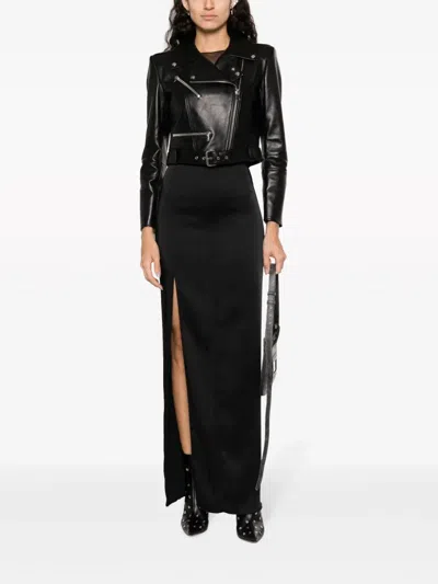Alexander Mcqueen Cropped Leather Biker Jacket In Black